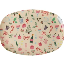 Rice Melamin Teller Oval Xmas Galore