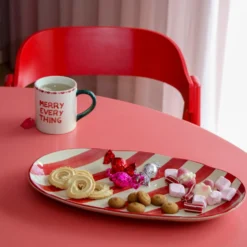 Rice Servierplatte Keramik Red Stripes Medium