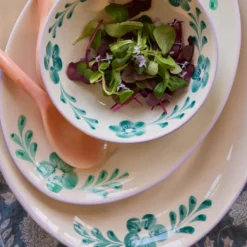 Rice Speiseteller Keramik handbemalt Green Flower Vine