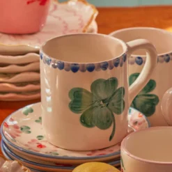 Rice Tasse Keramik handbemalt Good Luck Clover 420 ml