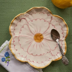 Rice Teller Keramik Blume handbemalt Yellow