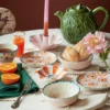 Rice Teller Keramik handbemalt Flowers Orange 15 cm