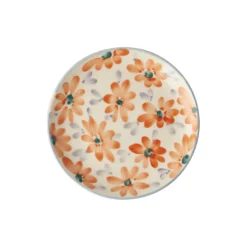 Rice Teller Keramik handbemalt Flowers Orange 15 cm
