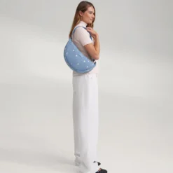 Studio Noos Tasche Fanny Pack Denim Light Blue Hearts