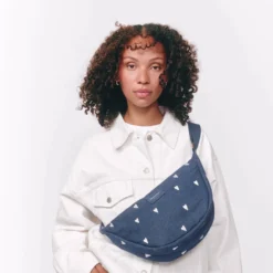 Studio Noos Tasche Fanny Pack Denim Dark Blue White Hearts